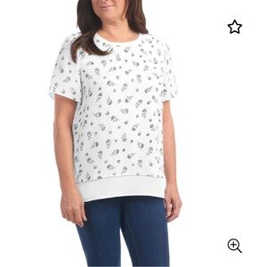 NWT Hilary Radley Double Layer Black and White Floral Top Size Medium